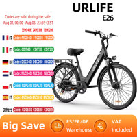 URLIFE E26 Electric Bike For Adults 250W Motor Electric Bike 48V 10.4AH 26 Inch Tires City Commuter Electric Bike