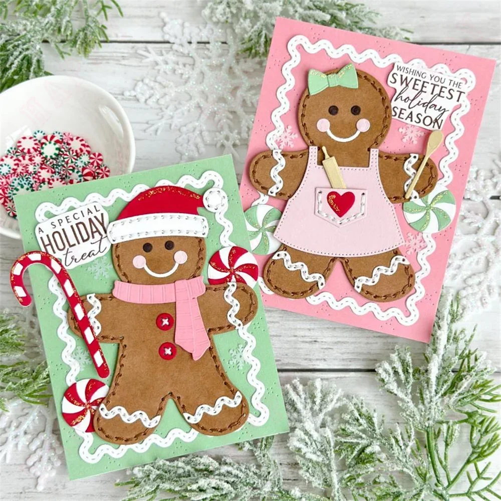 Pane di zenzero cucito Fustelle Coltello Grande Natale Ho Sentimenti postali Francobolli Decorazioni per scrapbooking in rilievo 2024