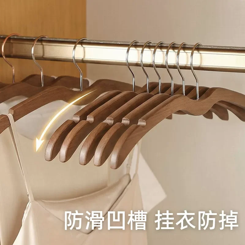 

5pcs Solid Wood Clothes Hangers – Short-Neck Non-Slip Wooden Hangers, Space-Saving Raised Design for Shirts, Suits & Jackets