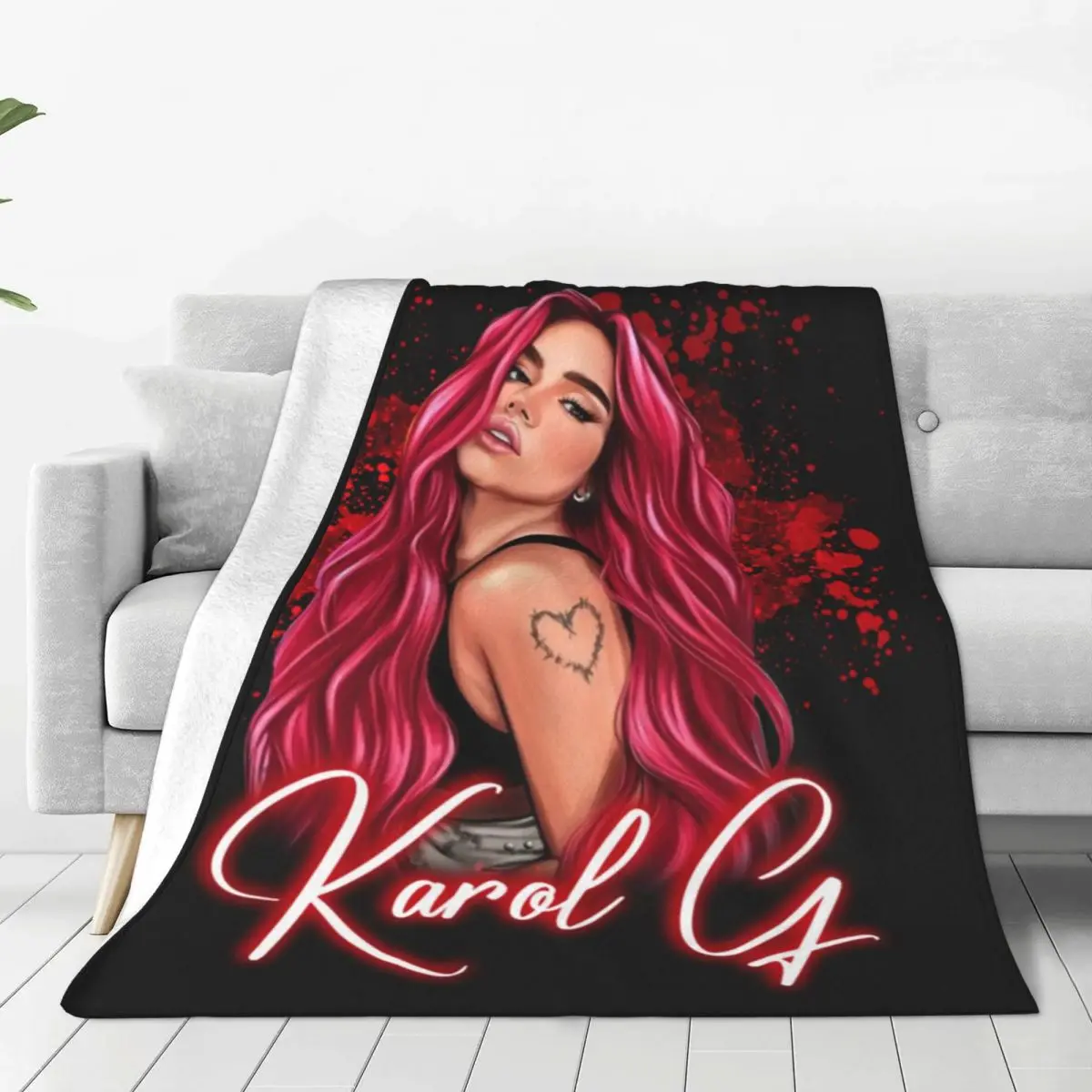 Karol G Christmas Gift Flannel Blanket Pop Music Singer Super Soft Throw Blanket for Chair Travel Cute Bedspread Sofa Bed Cover