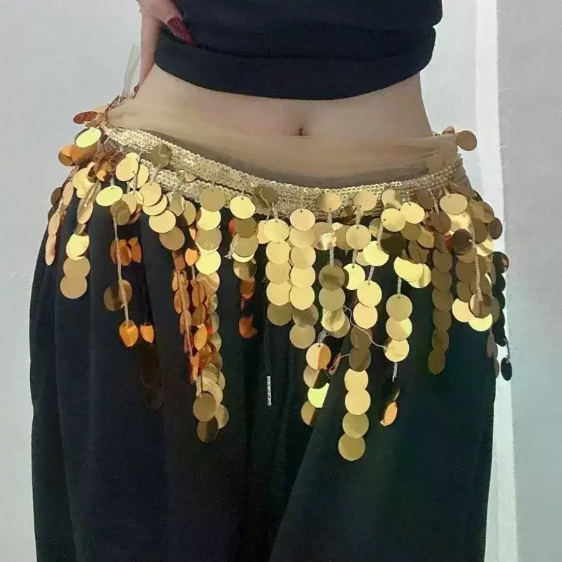 Modne cekiny, wysokiej jakości frędzle, łańcuszek na talię dla kobiet i dziewcząt, do tańca brzucha, jazzu, hip hopu, pasek, akcesoria do talii.