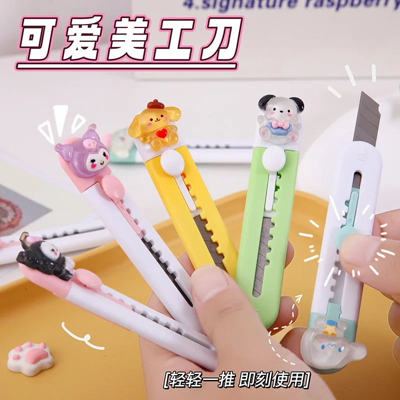 

Cute Cartoon Sanrio Mini Art Knife Kuromi My Melody Cinnamoroll Multifunctional Hand Account Paper Cutter Stationery Hand Knife