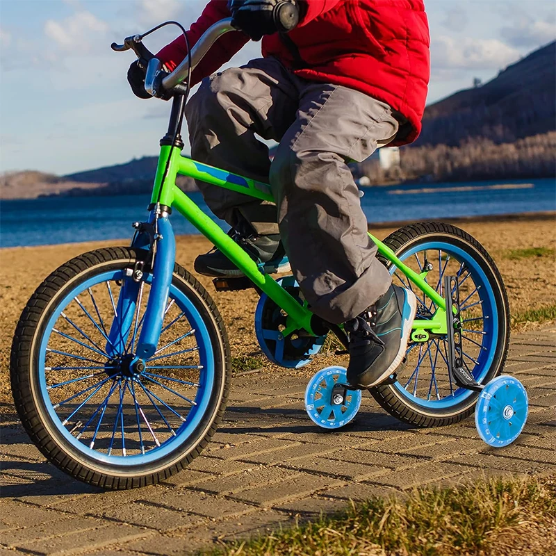 Ruedas de entrenamiento de bicicleta para niños, Kit de montaje de estabilizador de bicicleta de rueda silenciosa Flash, Compatible con bicicletas de 12, 14, 16, 18 y 20 pulgadas