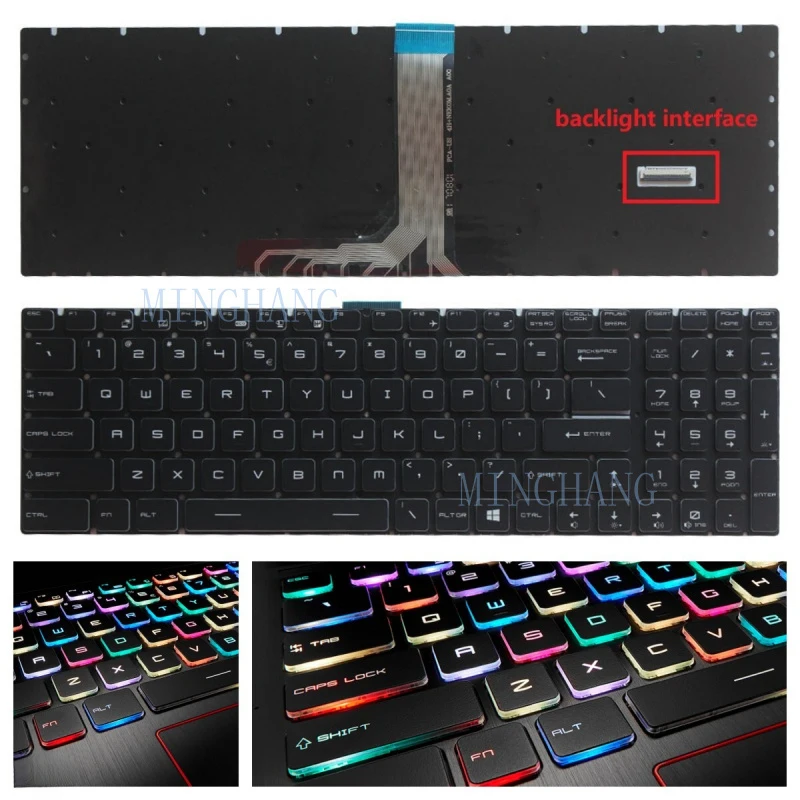 

M New for MSI GL63 8SDK 8SEK GL63 9SEK 9SDK Keyboard US With Per-Key RGB Backlight