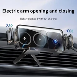 Automatic Dual Coil Wireless Car Charger For iPhone Samsung Galaxy Z Fold 4 3 2 Flip 4 3 Phone Holder Car Fast Charging Station