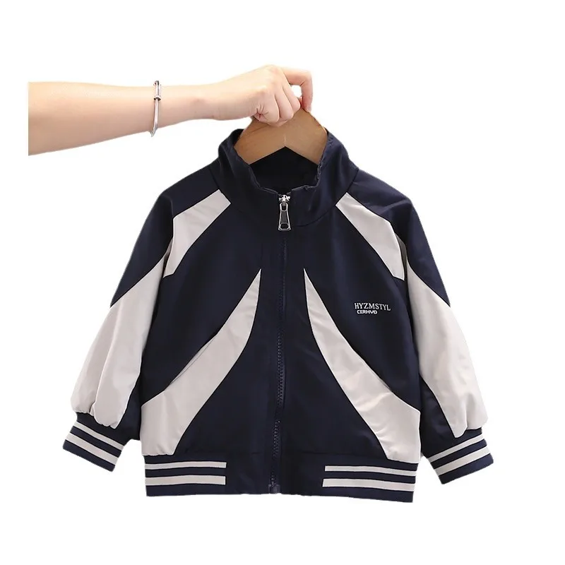 Spring Autumn 2024 Kids Boys Jacket Striped Long Sleeve Windbreaker Toddler Boys Outerwears Coat Children Boys Outdoor Coat