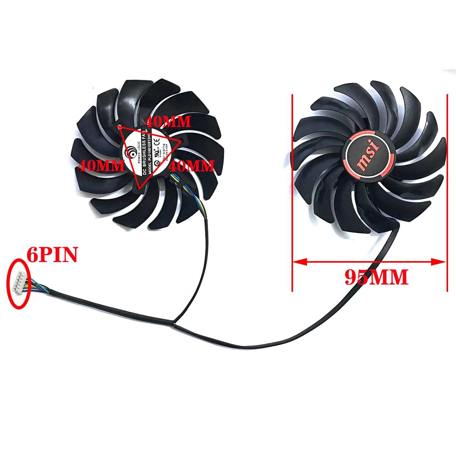 95mm 6pin DC 12V 0.4A PLD10010S12HH 6Pin GTX 970 GPU Cooler For MSI GTX970 Geforce GTX 970 Gaming Dual Fan Dual Cooling Fan