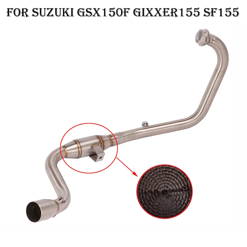 Slip On For SUZUKI GIXXER 155 GIXXER155 GSX150F SF155 Motorcycle Exhaust Muffler Front Middle Link Pipe Escape Modified 51MM