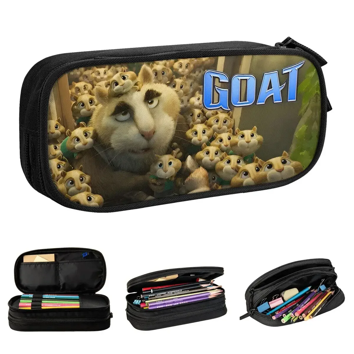 GOAT Movie 2026 Pencil Case Cute Anime Cartoon Pen Box Bag Kids Big Capacity Students School Cosmetic Pencil Box
