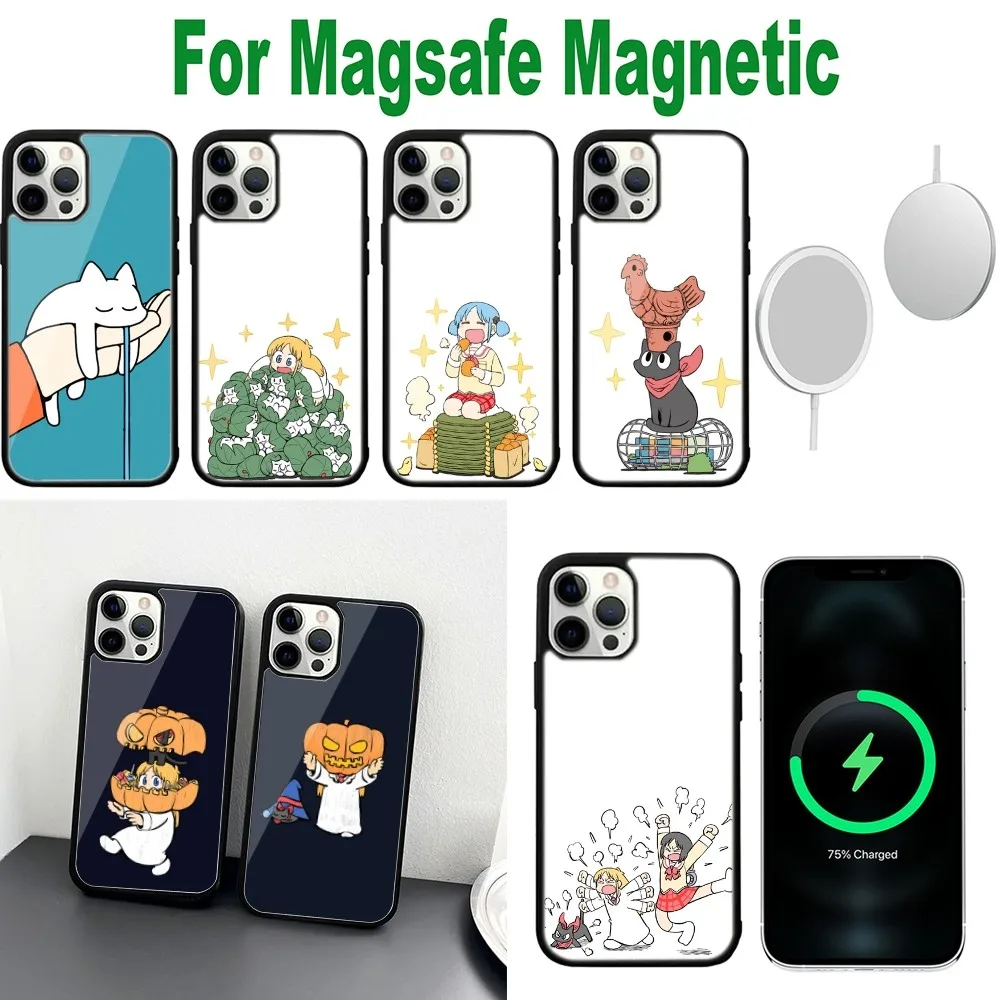 cartoon Nichijou  Phone Case For iPhone 16,15,14,13,12,11,Plus,Pro,Max,Mini Magsafe Magnetic Wireless Charging