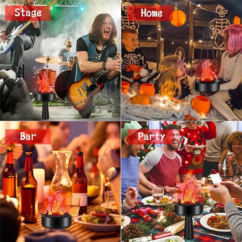 ABKP-USB Rechargeable 3D Fake Fire Portable Electric Campfire Light, Fake Flame Lamp Faux Flame Light