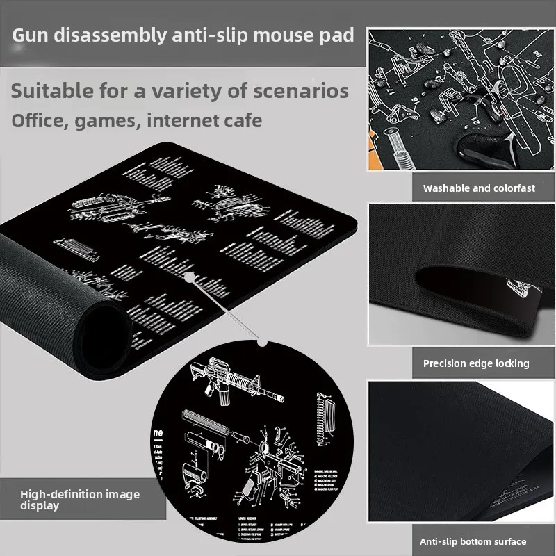 Tactical Gun Cleaning Mat, Waterproof Oil-Proof Desk Pad, Non-Fading Mouse Pad with Exploded Diagram, for Office & Gaming. view 2