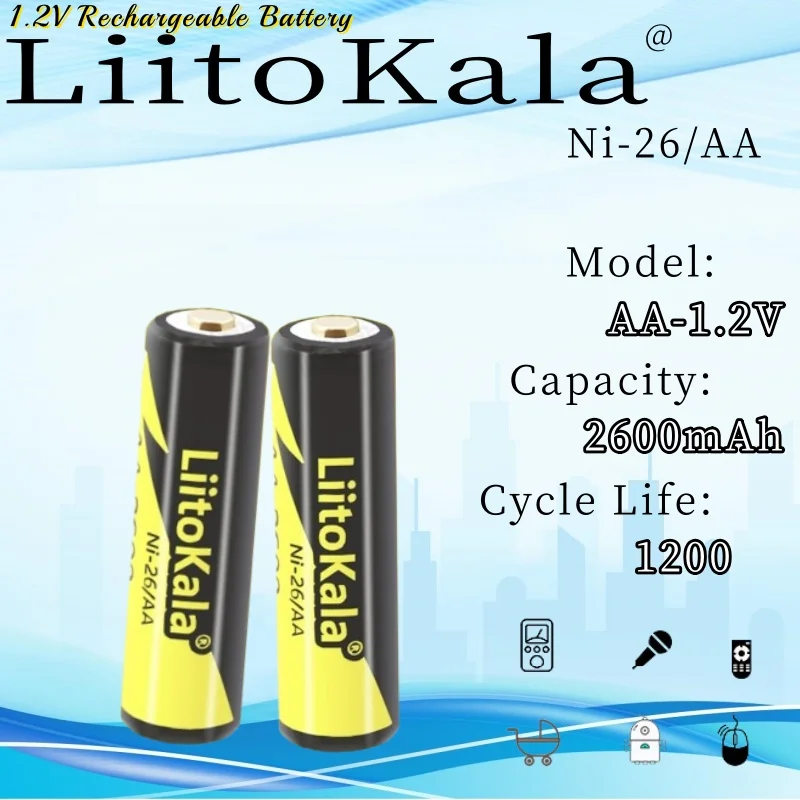 LiitoKala aaa1.2V AAA 1.2V AA 2600mAh Ni-MH Rechargeable Battery for Temperature Gun Remote Control Mouse Toy Batteries