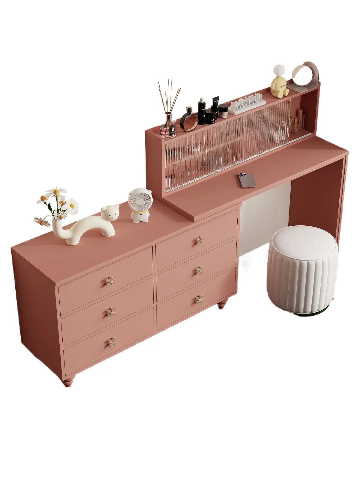 

Premium six-chest dresser integrated bedroom simple small apartment bedside retractable makeup table