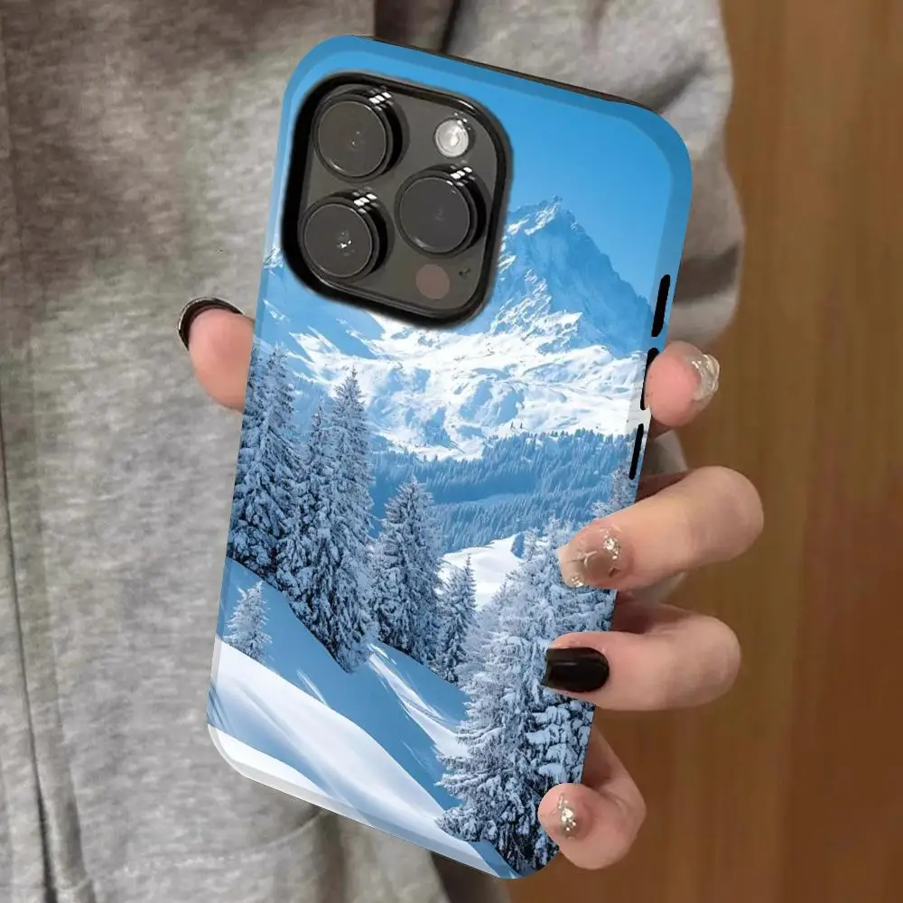 

snow mountain Phone Case Double-layered 2-in-1 Film Case For IPhone 16 15 Promax 14 13 Pro 12 11 plus Samsung S25 24 23 Covers