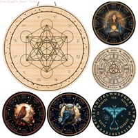 Wheel of The Year 2D Wood Print, Pagan Wiccan Witch Celtic Sabbat Wall Art, Round Vintage Wooden Plaque for Home Altar Decor