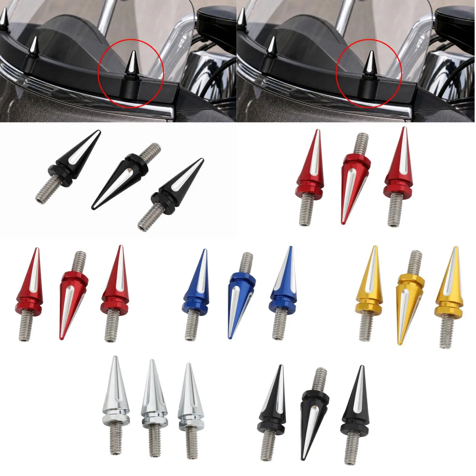 Kit de vis à pointe métallique universel pour pare-brise de moto, remplacement pour 199