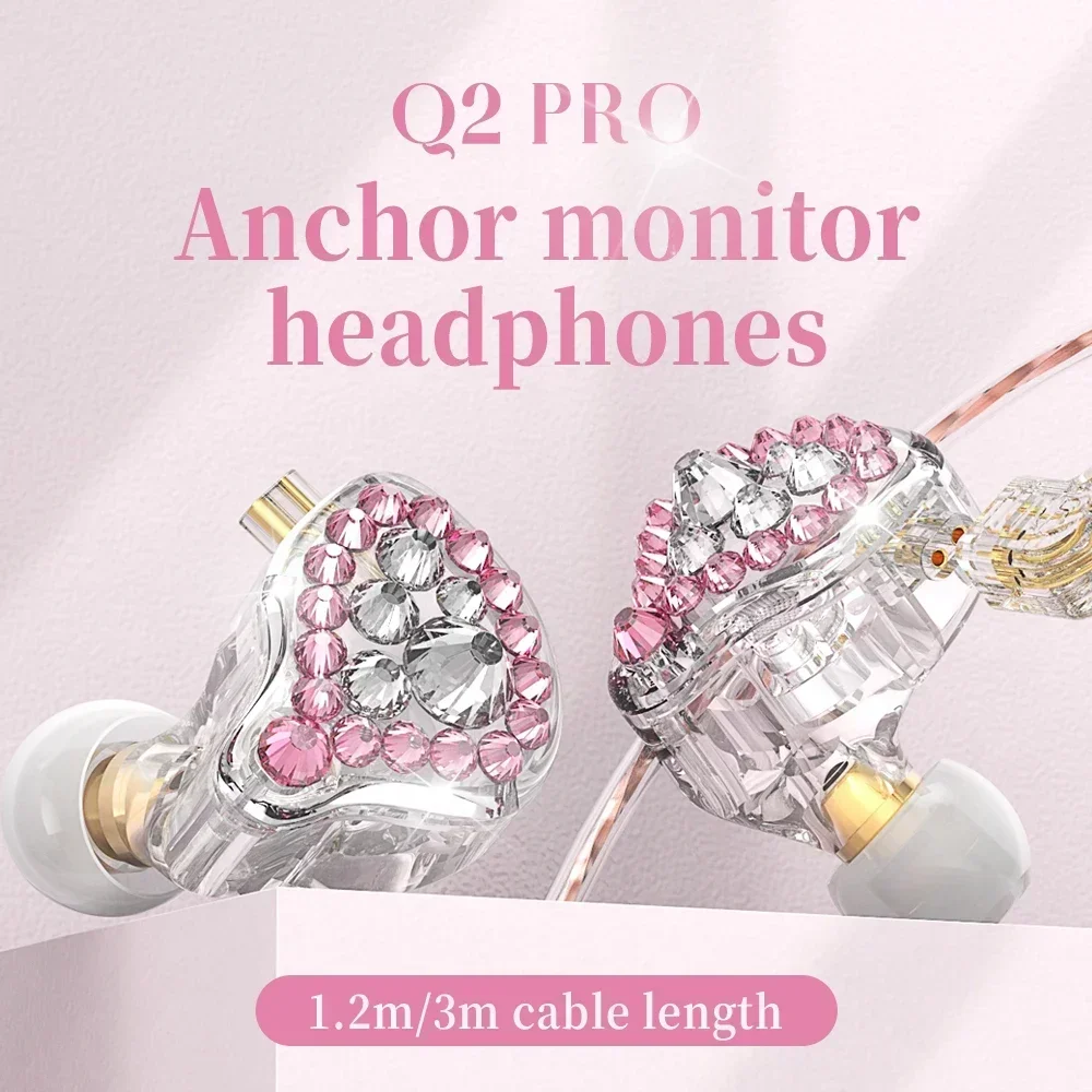 In-Ear Earphone Noise Cancelling Headphones with Microphone 3.5mm Wired Earbuds Diamond Headset for Gifts Gifts Brithday Q2Pro