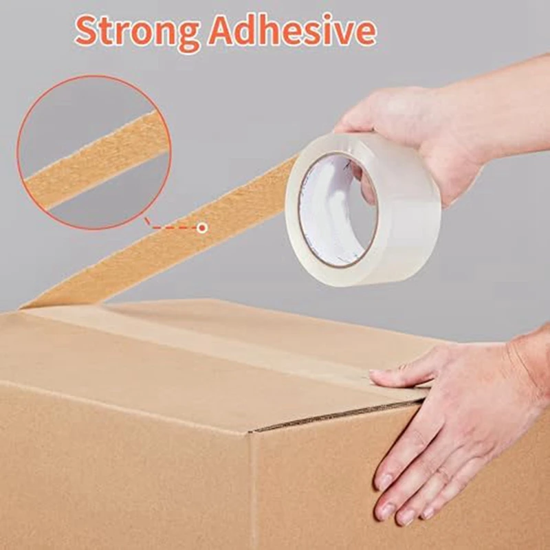 6 Roll Clear Packaging Tape Tape Dispenser, Heavy Duty Packaging Tape Refills For Shipping Packaging Mailing Easy Install