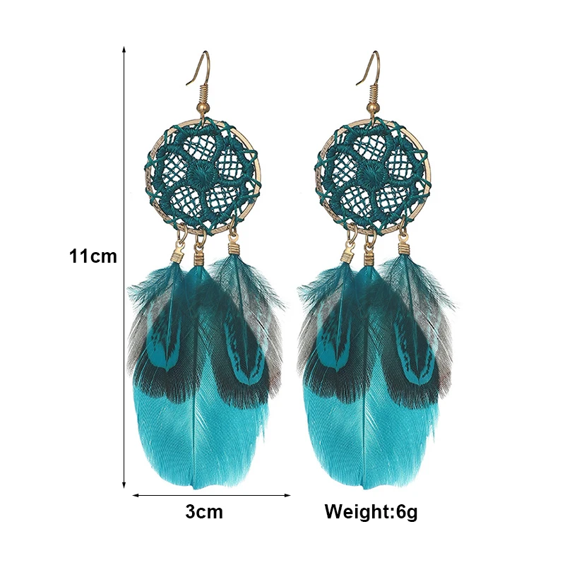 Creative Ethnic Hand-Woven Flower Feather Tassel Earrings for Women Boho Long Colorful Earrings Wedding Party Pendientes Mujer