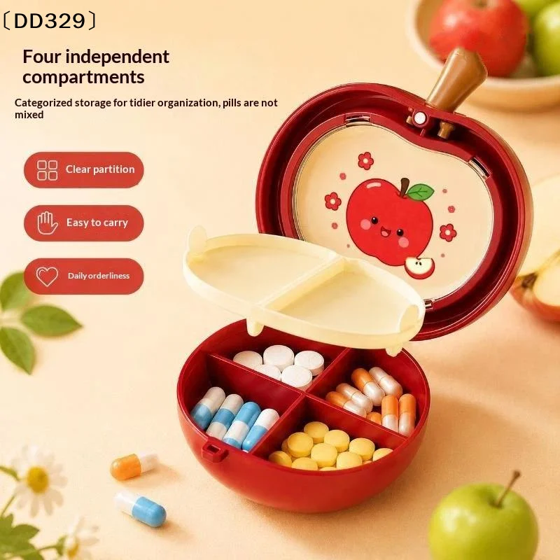4 Compartments Small Portable Vitamin Pill Box Pills Cases Container Organizer 7 Days Grids Medicine Fish Oils Storage〔DD329〕