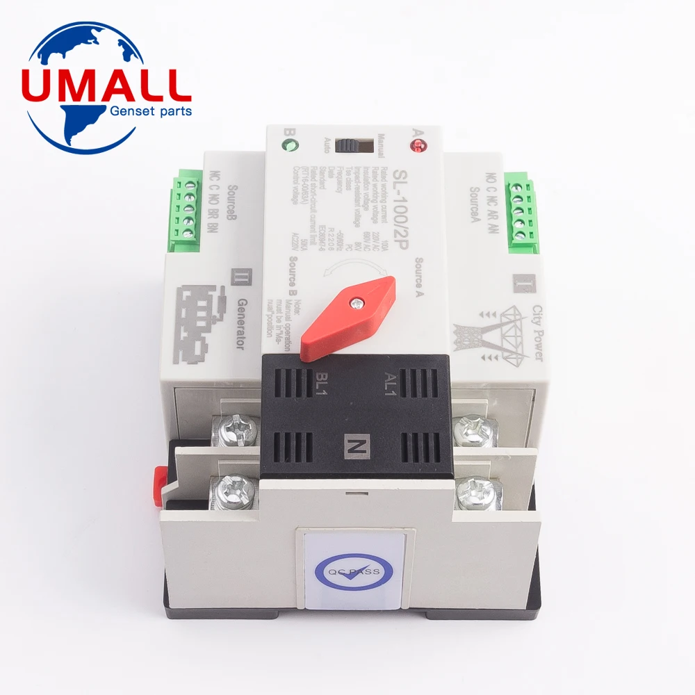 Imagem -06 - Mini Ats Interruptor de Transferência Automática de Energia Elétrica Seletor Interruptores Inteligentes Controlador Gerador Parte Sl100 2p 100a 220v