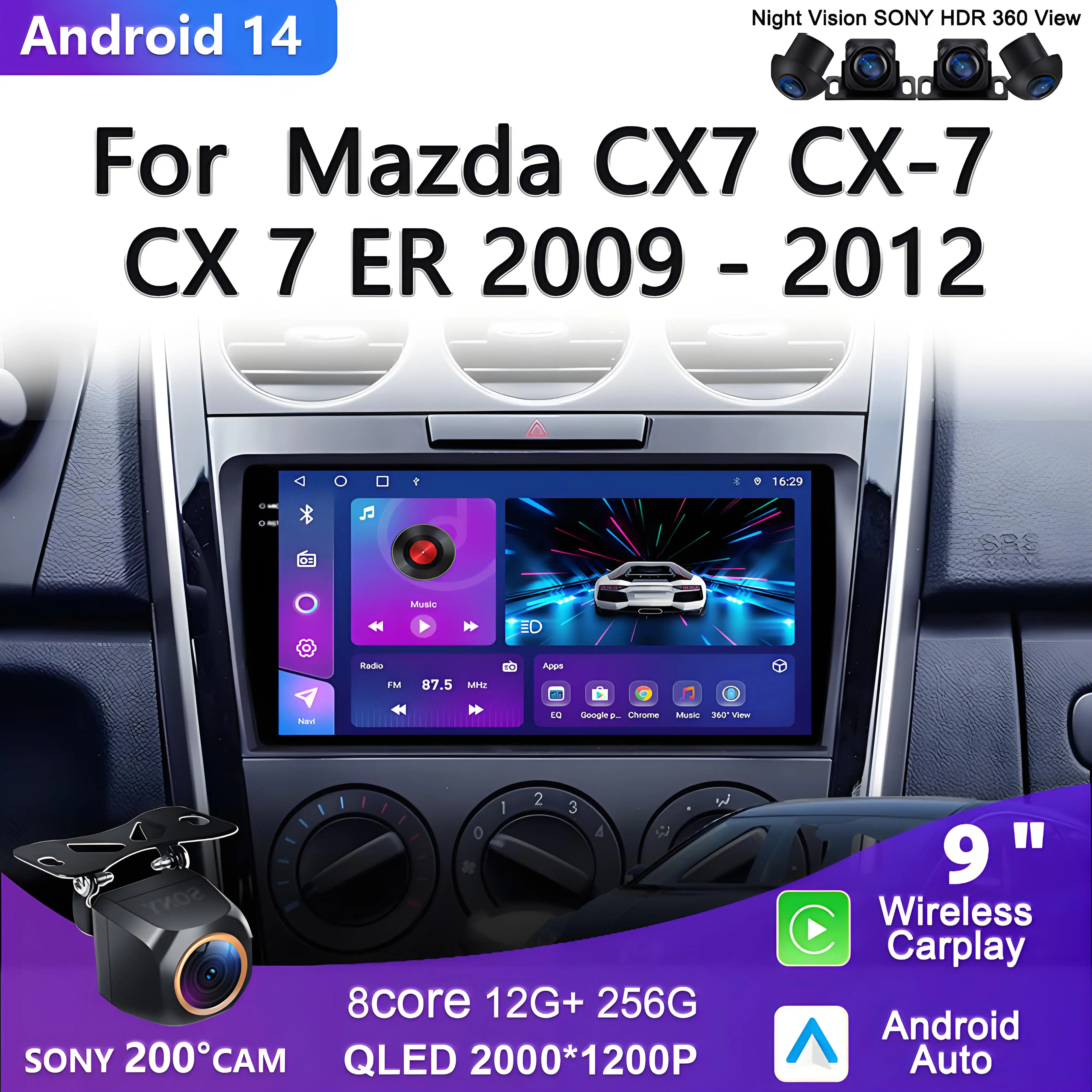 

Android 14 For Mazda CX7 CX-7 CX 7 ER 2009 - 2012 Multimedia Player Radio Stereo Head Unit GPS Navigation 5G No 2din Car GPS