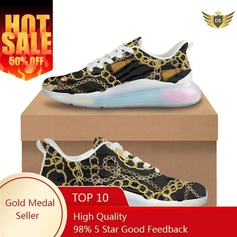 

Black AF Cushion Shoes For Women Golden Chain Sneakers Spring New Designer Casual Vulcanized Shoes Dropship