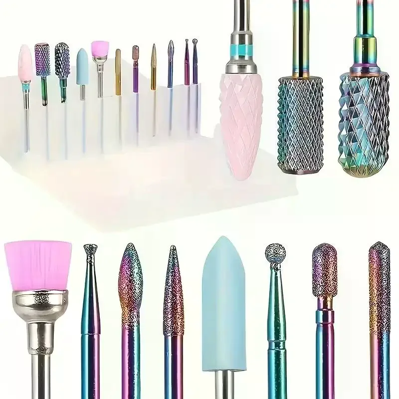 11 Pcs/box Professional Ceramic Nail Drill Bit Set Electric Manicure Nail File Bit For Acrylic Gel Nails And Cuticles
