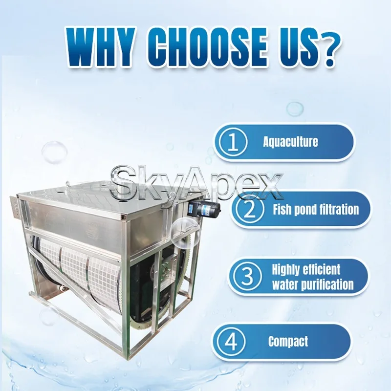 Stainless Steel Frame Microfilter Recirculating Aquaculture Sewage Treatment Equipment for Water Cleaning