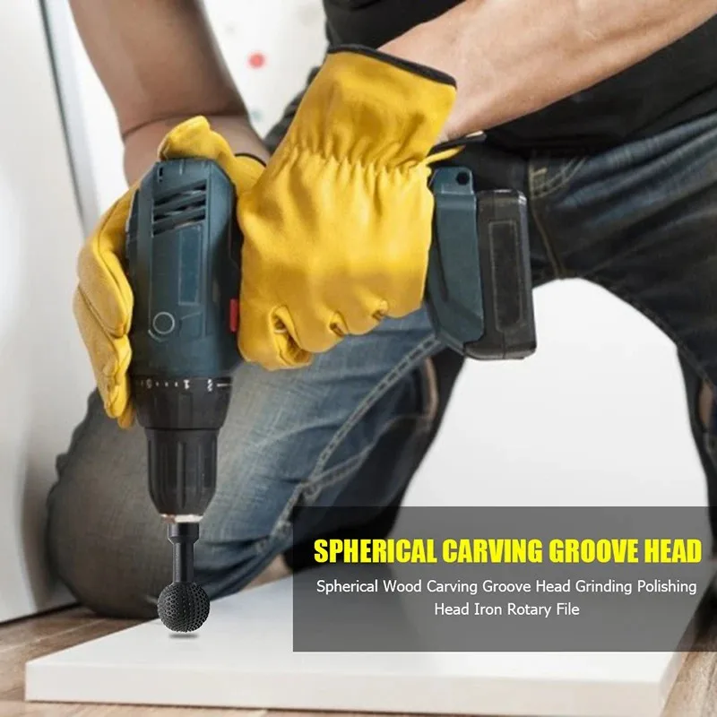 Spherical rotary file grinding head with M10 / M14 thread, fits standard angle grinders, great woodworking carving attachment.