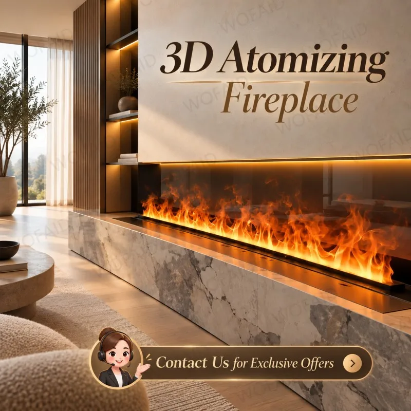 Smart 3D Water Vapor Electric Fireplace Colorful Mist Flame Indoor Decorative Fireplace for Living Room Media Wall Home Decor