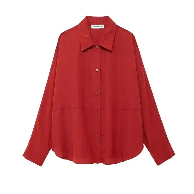 

New Women Summer Fashion Turn Down Collar Linen-Blend Solid Loose Shirt Female Chic Casual Long Sleeve Single Breasted Blouse