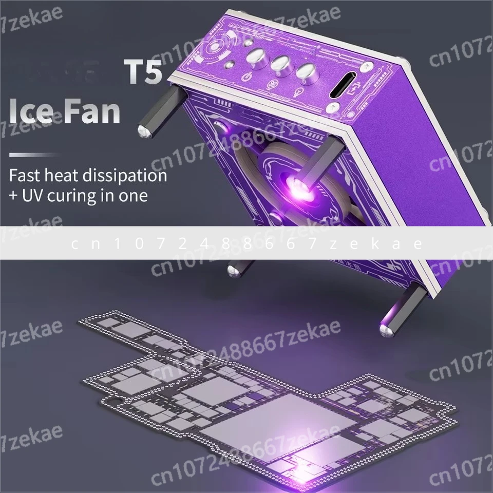 T5 UV Lamp Cooling Fan for Welding 3W Curing & Heat Dissipation 3-Speed Adjustable with PD Fast Charge Tools