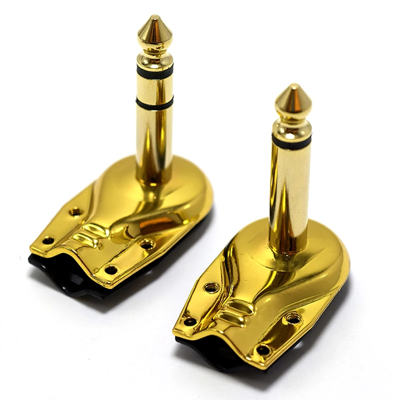 1/5/10pcs Plated 6.35 mm 2/3 Pole Mono/Stereo Jack Right Angle Plug 6.35 Speaker Audio Guitar Phono Pancake 1/4 Connector