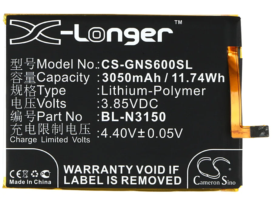 High Quality 3050mAh Battery BL-N3150 for BLU V0050UU,Vivo 5, For GIONEE Elife S6,GN9010, GN9010 Dual SIM, GN9010L