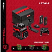 YEVOLT YVGLL4XS12 Laser Level 12-Line Green Beam ±0.2mm/m Precision, IP54 Dust/Water Resistance, Auto-Leveling & Slope Mode​