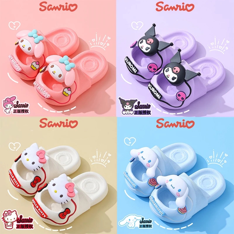 Cute Cartoon Sanrioed Kuromi My Melody Cinnamoroll Hellokitty Summer Children's Slippers Non Slip Bathroom Shower Head Cool Mop