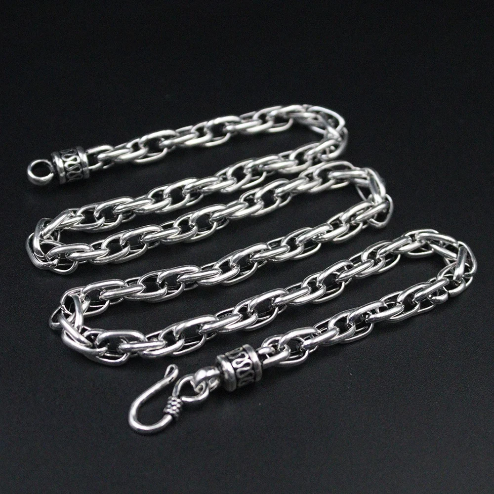 Real Pure S925 Sterling Silver Chain Men Women Toggle Link Necklace 22