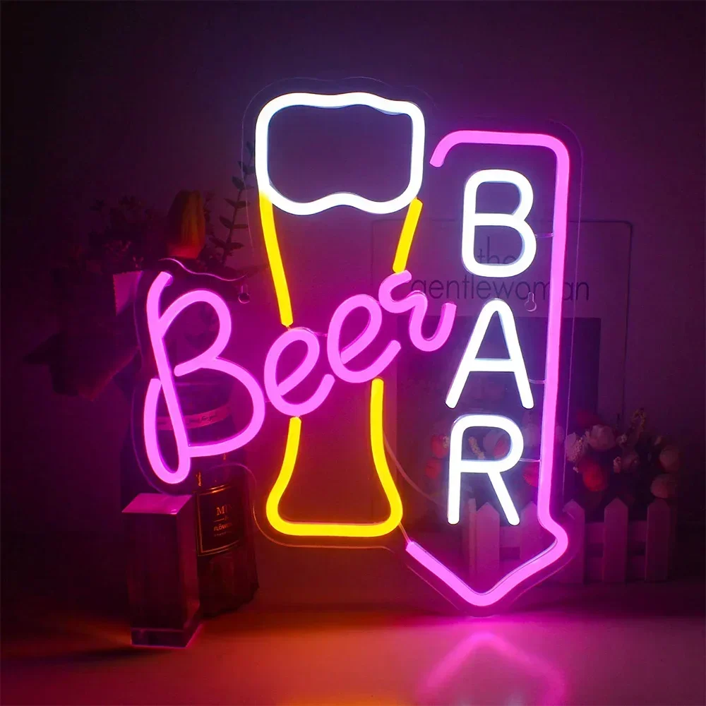 

Beer Neon Signs LED Neon Light Sign For Wall Decor Bar Night Lights For Bar Beer Bar Home Decoration Shop Nightclub USB Lamp