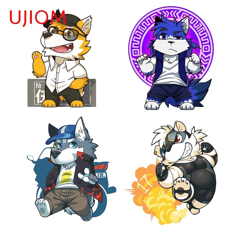 UJIOM Chibi Cartoon Furry Wolf Wall Stickers Attractive Funny Graphics Decals Great Waterproof Kitchen Cupboard Wallpapers