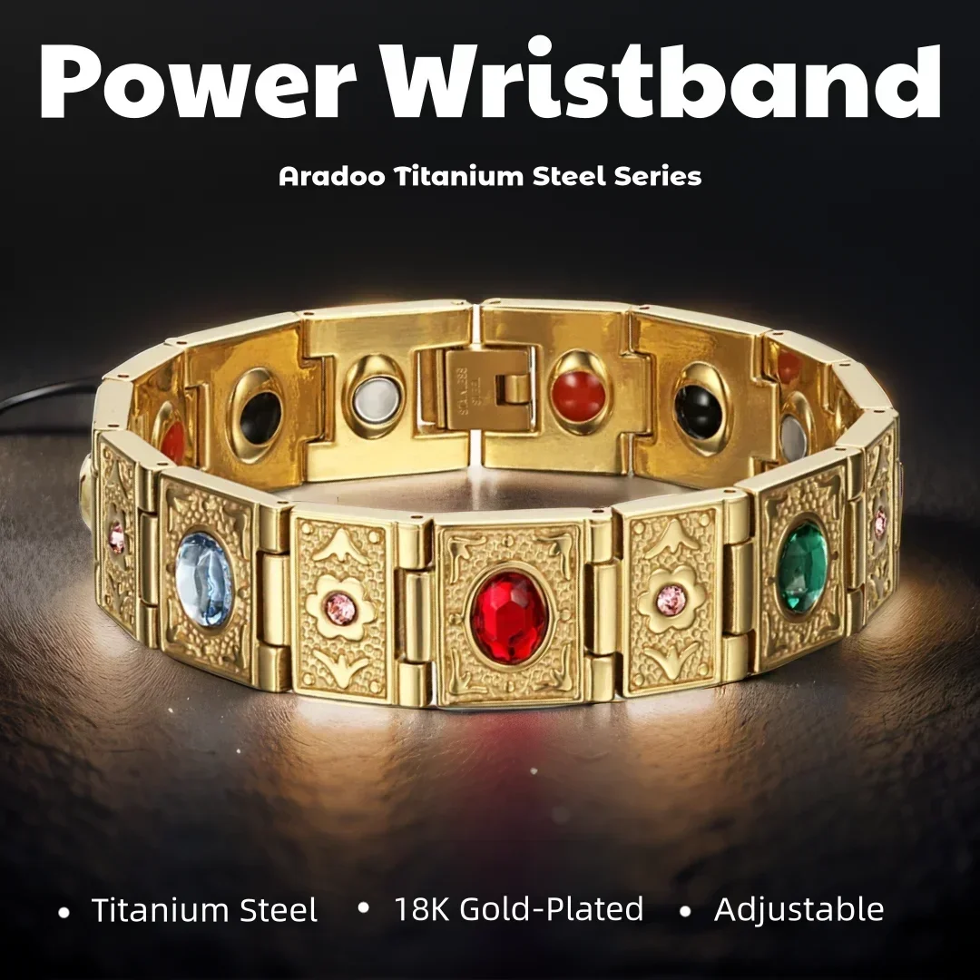 ARADOO Luxury Colored Gems Titanium Steel Bracelet Zircon Crystal Vintage Treasure Bangle Jewelry Gifts