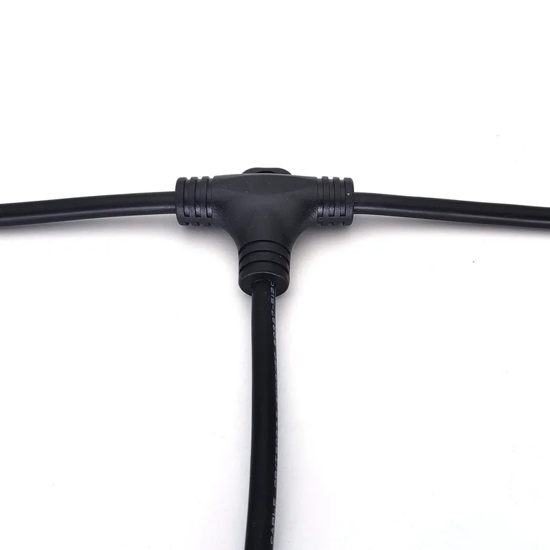 T-Type Waterproof Cable Splitter Connector Tee Outdoor Light String 2 3 4 pin 0.75 Square Wire Line LED Lighting Connect Cable