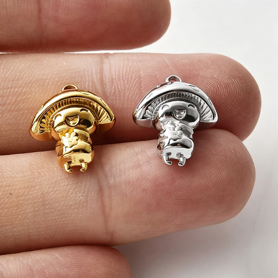 6pcs Animals Mushroom Cat Dog Stainless Steel Charm Owl Penguin Squirrel Cicada Pendant For Jewelry Making DIY Earrings Necklace