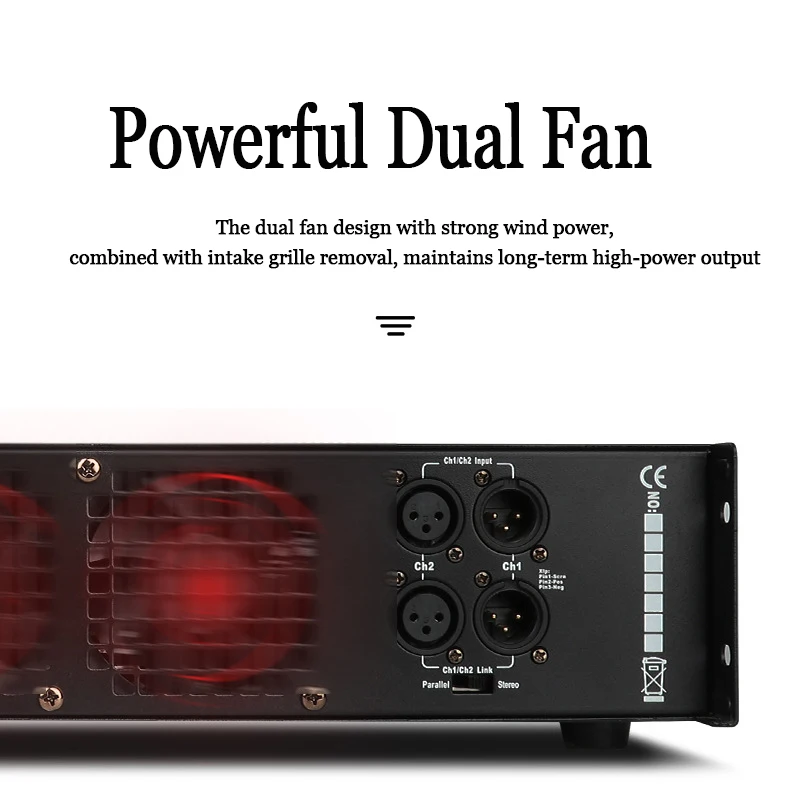 Gooermi DR400 4 Channel Audio Digital Power Amplifier Professional With Gain Knob Display Indicator Lights For Karaoke DJ