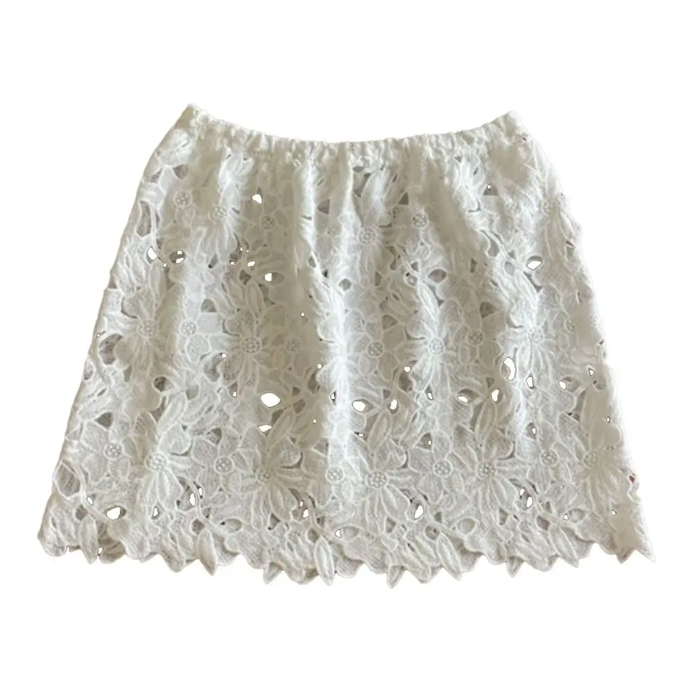 

Модная мини-юбка с вышивкой и кружевом в стиле Y2K, уличная повседневная юбка с вырезами, в стиле Харадзюку, с декоративной вставкой сзади, для женщин