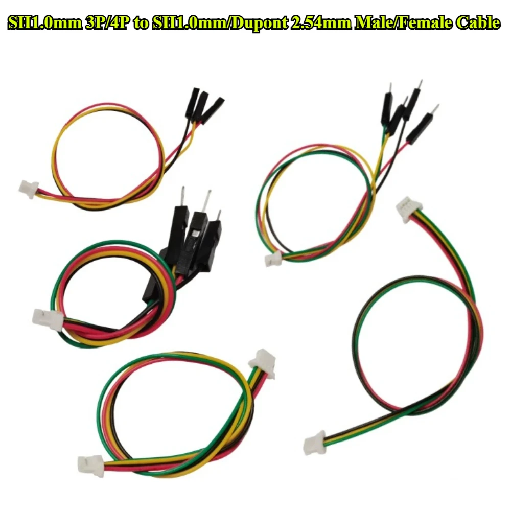5Pcs/lot JST SH1.0mm 3Pin 4Pin Cable With Socket Male/Female Head Dupont 2.54mm 1Pin Wire 5/10/15/20CM For STEMMA QT For QWIIC