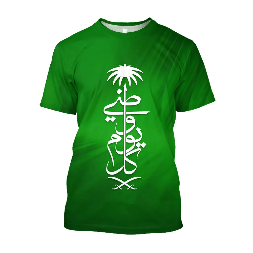 Jumeast 3D Saudi Arabia Flag Printed Men T-shirts New In Unisex Baggy T Shirt Fashion National Day 93 Festival Clothing T-shirty