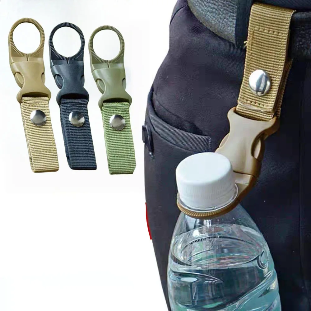 

2Pcs Climbing Water Bottle Holder with Carabiner - Nylon Webbing Belt Hook for Backpack Hiking Camping Accessories
