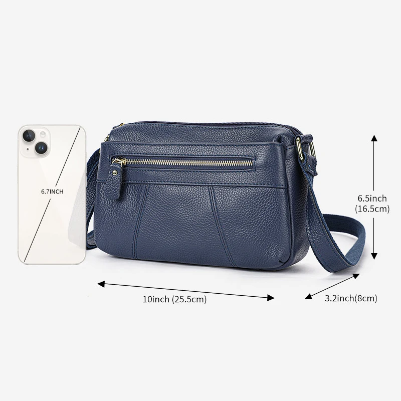 أزياء المرأة حقيبة كروسبودي جلد طبيعي أنثى حقيبة ساع جلد البقر عبر الجسم حقيبة كتف للنساء #4